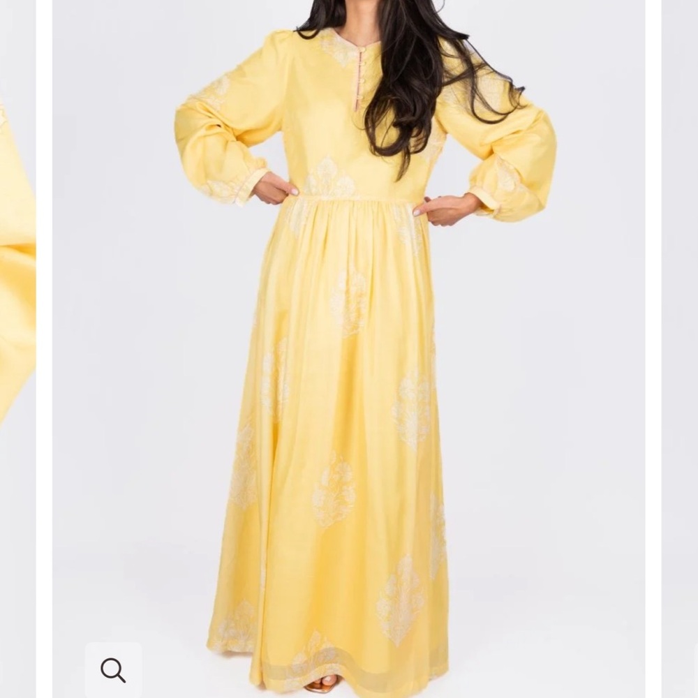 Elegant Yellow Long Sleeve Dress